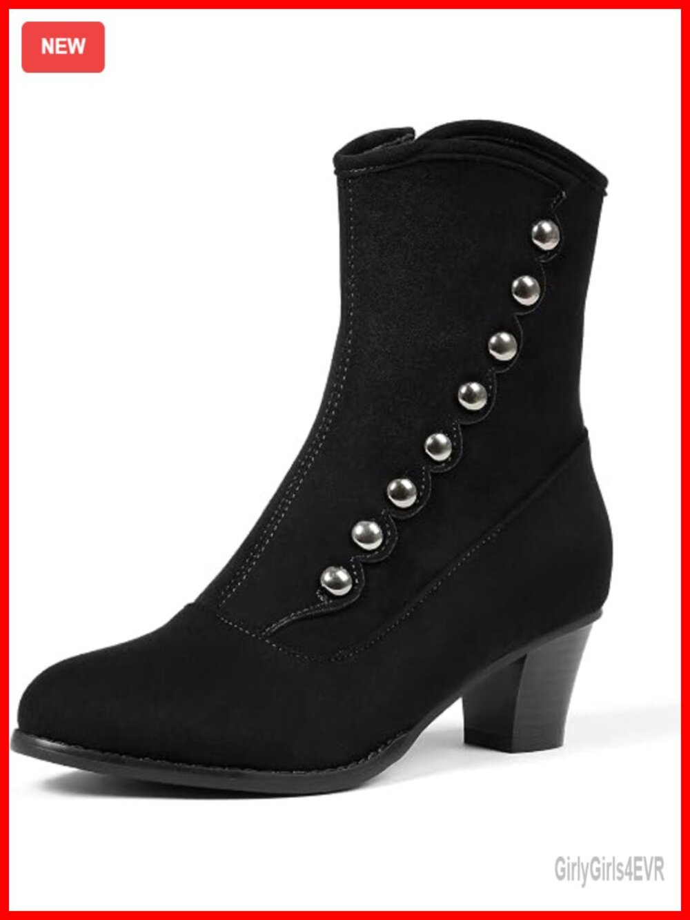 Victorian Ankle Boots Chunky Heel Suede Button Design Cosplay Costume